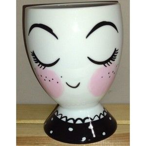 Threshold Porcelain Girl Face Succulent Planter Pencil Cup 6" Target Black White